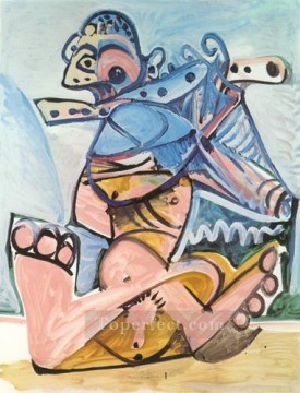 Pablo Picasso Painting - Hombre sentado tocando la flauta 1971 Pablo Picasso
